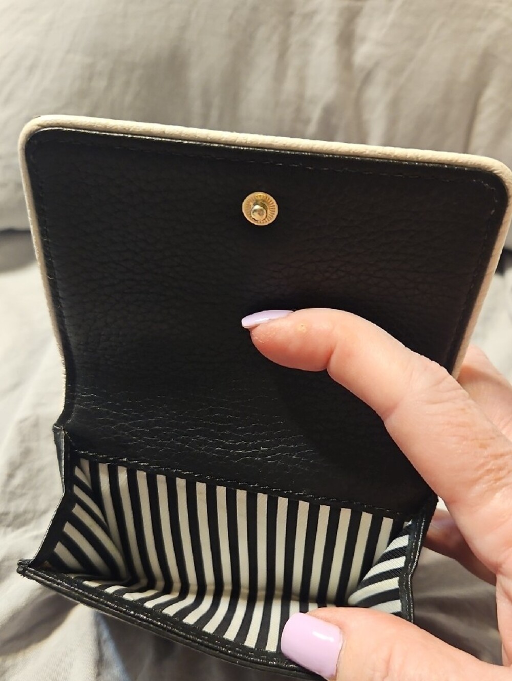 kate spade Black Leather Wallet with Cream Trim and Gold Logo - Picture 5 of 7